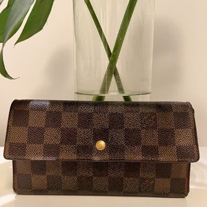 Louis Vuitton Damier Ebene Canvas Sarah Flap Wallet (Vintage 2010)